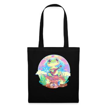 Frog Banjoist Colorful Cottagecore Aesthetic Cute - Tote Bag - black - Front