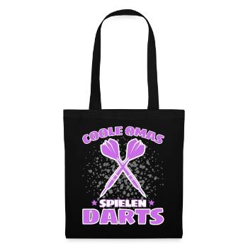 COOLE OMAS SPIELEN DARTS! Dart Dartspieler Oma - Stoffbeutel - Schwarz - Vorne