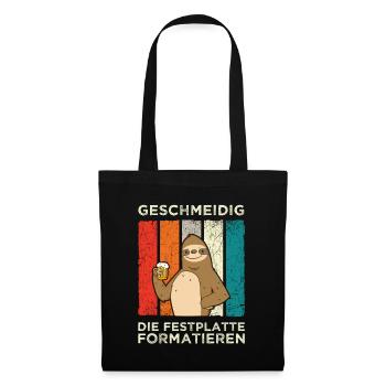 Geschmeidig Festplatte Formatieren Faultier Bier - Stoffbeutel - Schwarz - Vorne