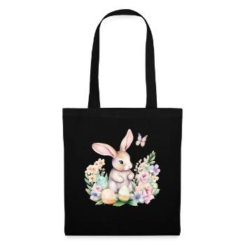 Frohe Ostern Hase Osterei für einen Osterhasen - Stoffbeutel - Schwarz - Vorne