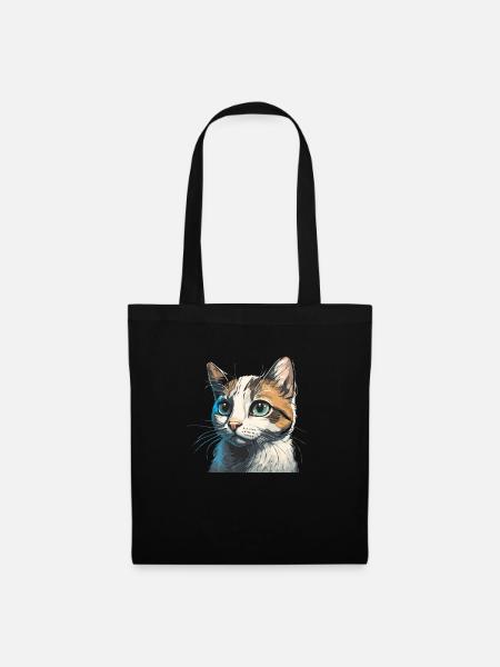Dessin de chat mignon - Sac en tissu - noir