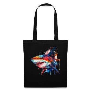 Watercolor Shark Colorful Great White Shark Lover - Stoffbeutel - Schwarz - Vorne