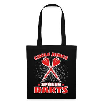 COOLE JUNGS SPIELEN DARTS! Dart Dartspieler Darts - Stoffbeutel - Schwarz - Vorne