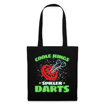 COOLE JUNGS SPIELEN DARTS! Dart Dartspieler Darts - Stoffbeutel - Schwarz - Vorne