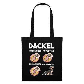 Hund Dackel - Stoffbeutel - Schwarz - Vorne