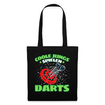 COOLE JUNGS SPIELEN DARTS! Dart Dartspieler Darts - Stoffbeutel - Schwarz - Vorne