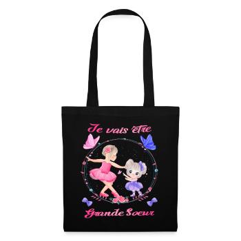 Ballet - Je vais être grande sœur - Ballerine - Sac en tissu - noir - Devant