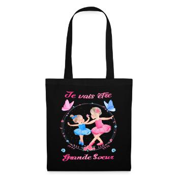 Ballet - Je vais être grande sœur - Ballerine - Sac en tissu - noir - Devant