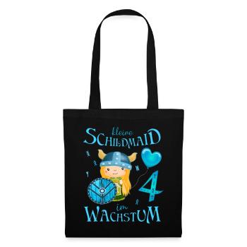 Kleine Schildmaid im Wachstum Geburtstag 4 Jahre - Stoffbeutel - Schwarz - Vorne