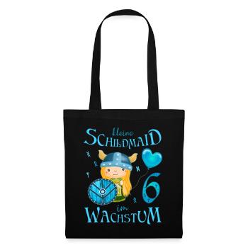 Kleine Schildmaid im Wachstum Geburtstag 6 Jahre - Stoffbeutel - Schwarz - Vorne