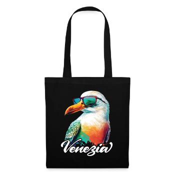 Venezia Italie Holiday mouette colorée avec lunettes de soleil - Sac en tissu - noir - Devant
