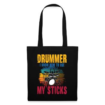 Drummer I Know How To Use My Sticks - Stoffbeutel - Schwarz - Vorne