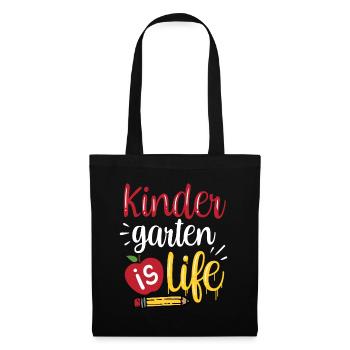 Kindergarten Ist Life Humor Kinder Süß Sprüche - Stoffbeutel - Schwarz - Vorne