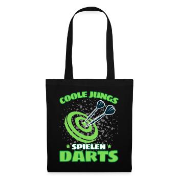 COOLE JUNGS SPIELEN DARTS! Dart Dartspieler Darts - Stoffbeutel - Schwarz - Vorne