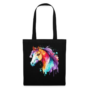 Aquarelle Cheval Équitation Poney Coloré Pet Poneys Lo - Sac en tissu - noir - Devant