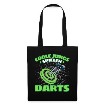 COOLE JUNGS SPIELEN DARTS! Dart Dartspieler Darts - Stoffbeutel - Schwarz - Vorne