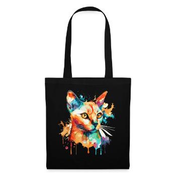 Watercolor Siamese Cat Colorful Siam Cats Lover - Stoffbeutel - Schwarz - Vorne