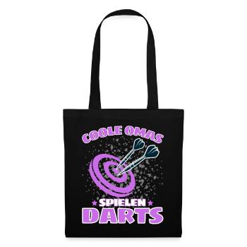 COOLE OMAS SPIELEN DARTS! Dart Dartspieler Oma - Stoffbeutel - Schwarz - Vorne