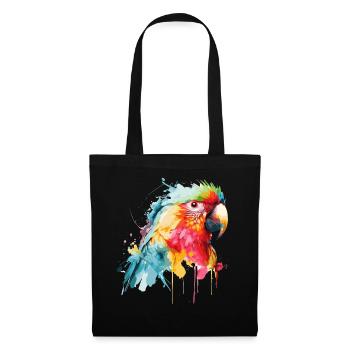 Watercolor Red Macaw Parrot Colorful Bird Lovers - Stoffbeutel - Schwarz - Vorne