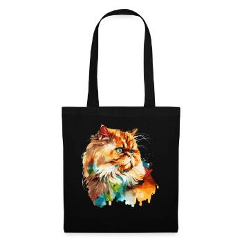 Aquarelle Chat Persan Coloré Chats Persans Amoureux - Sac en tissu - noir - Devant
