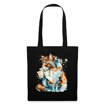 Watercolor Norwegian Forest Cat Colorful Cats Love - Tote Bag - black - Front