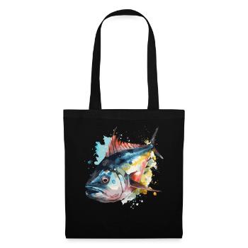 Watercolor Tuna Fish Colorful Fisherman Fishing - Tote Bag - black - Front