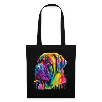 Watercolor English Mastiff Colorful Pet Mastiffs D - Stoffbeutel - Schwarz - Vorne