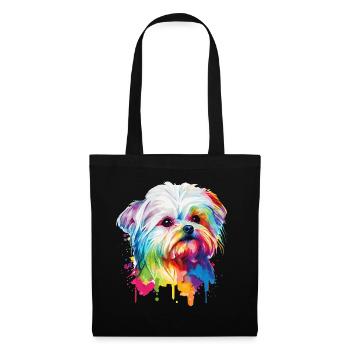 Watercolor Maltese Cute Colorful Pet Dog - Tote Bag - black - Front