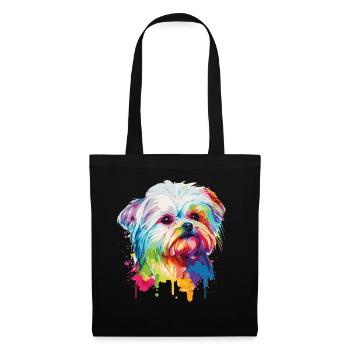 Mignon Malte coloré aquarelle animal de compagnie amoureux des chiens - Sac en tissu - noir - Devant