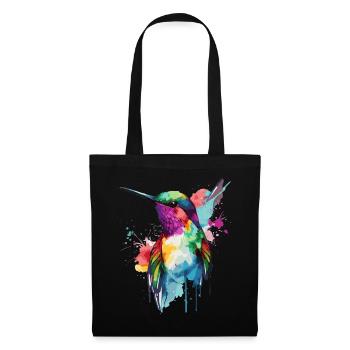 Aquarelle Colibri Observateur d’oiseaux coloré - Sac en tissu - noir - Devant