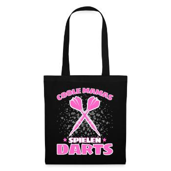 COOLE MAMAS SPIELEN DARTS! Dart Dartspieler Mama - Stoffbeutel - Schwarz - Vorne