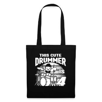 Birthday Drummer Boy - This Cute Drummer Is 4 Year - Stoffbeutel - Schwarz - Vorne