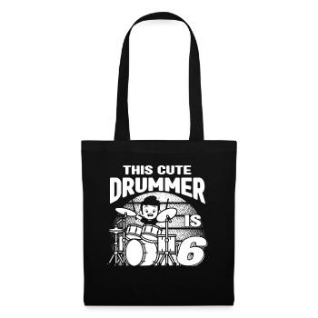 Birthday Drummer Boy - This Cute Drummer Is 6 Year - Stoffbeutel - Schwarz - Vorne