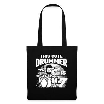 Birthday Drummer Boy - This Cute Drummer Is 7 Year - Stoffbeutel - Schwarz - Vorne