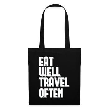 Bien manger Voyager souvent Touriste Voyageur du Monde - Sac en tissu - noir - Devant