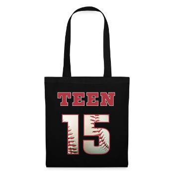 Baseball TEEN 15 - Stoffbeutel - Schwarz - Vorne