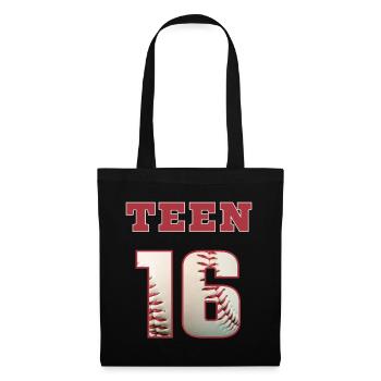 Baseball TEEN 16 - Stoffbeutel - Schwarz - Vorne