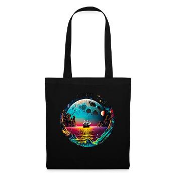 Fantasy Universum Planet Schiff Meer - Stoffbeutel - Schwarz - Vorne
