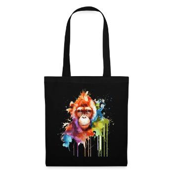 Watercolor Monkey Colorful Wildlife Animal Lover - Tote Bag - black - Front