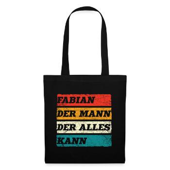 Fabian Der Mann Der Alles Kann Vorname Fabian - Stoffbeutel - Schwarz - Vorne