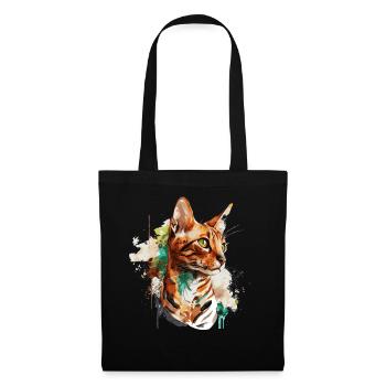 Watercolor Bengal Cat Colorful Cat Lover - Tote Bag - black - Front