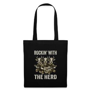 Cow Herd Guitar Cows Band Funny Musician - Tote Bag - black - Front