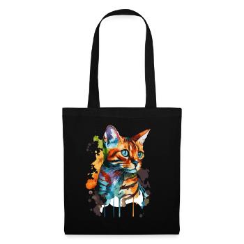 Aquarelle Bengal Cat Colorful Cat Lover - Sac en tissu - noir - Devant
