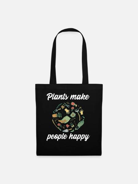 Plants make people happy - Plats Botany - Tote Bag - black