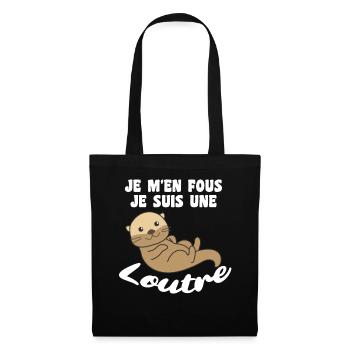 Je m'en fous je suis une loutre - süßer Otter - Stoffbeutel - Schwarz - Vorne