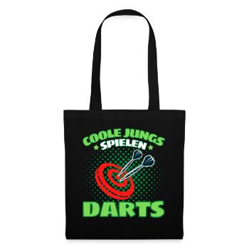 COOLE JUNGS SPIELEN DARTS! Dart Dartspieler Darts - Stoffbeutel - Schwarz - Vorne