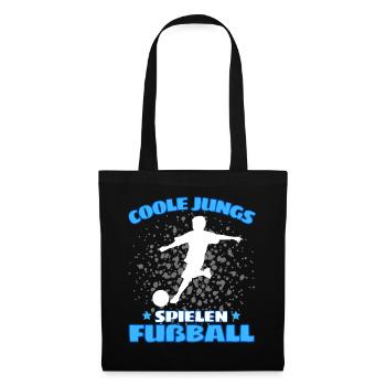 COOLE JUNGS SPIELEN FUßBALL! Fussball Fussballer - Stoffbeutel - Schwarz - Vorne