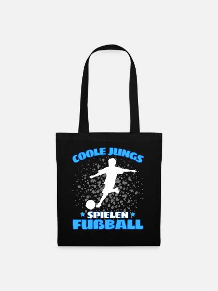 COOLE JUNGS SPIELEN FUßBALL! Fussball Fussballer - Stoffbeutel - Schwarz