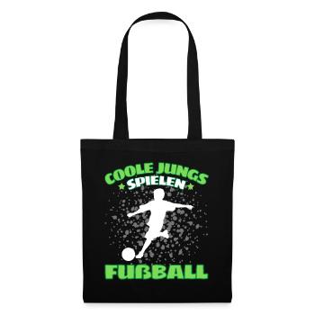 COOLE JUNGS SPIELEN FUßBALL! Fussball Fussballer - Stoffbeutel - Schwarz - Vorne