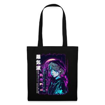 Sad Anime eGirl Edgy Vaporwave Japanese Anti Socia - Tote Bag - black - Front